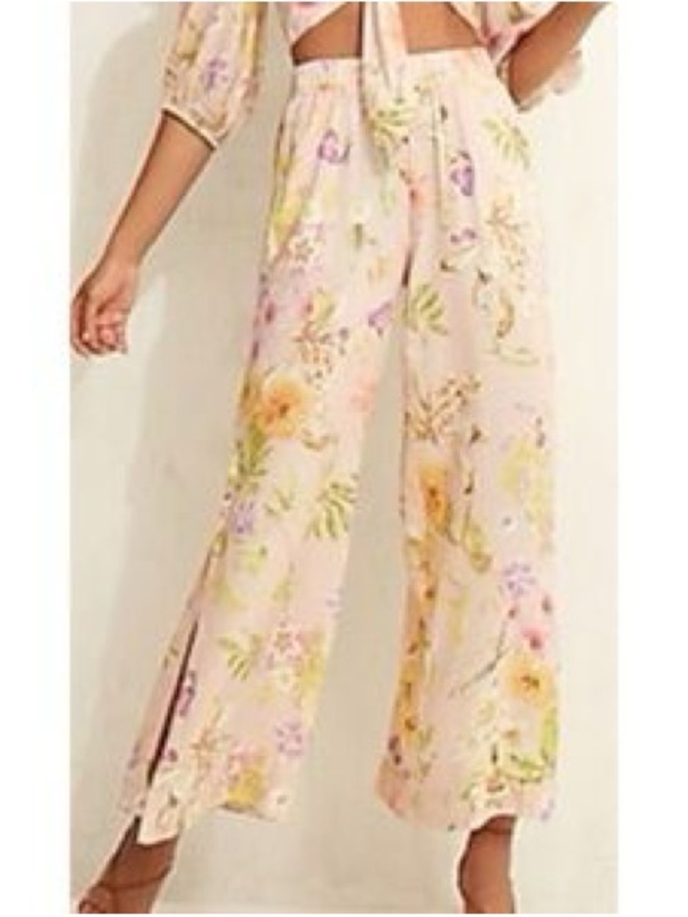 Express Pink Floral Wide-Leg Pants
